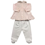 Barcellino Komplett 2-teiliges Shirt - Ghettina Zweifarbig Weiß/Rosa für Baby Mädchen