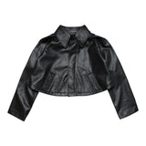 Maison Margiela Einfarbige Kunstleder-Crop-Jacke Schwarz Für Mädchen