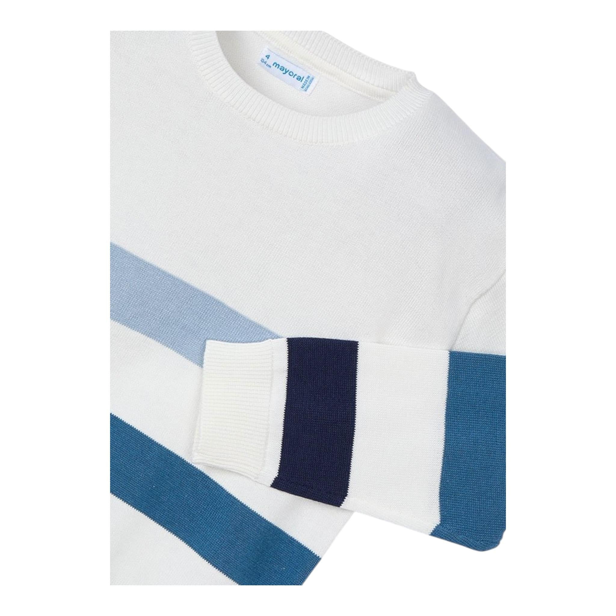 Mayoral Maglia Girocollo Tinta Unita con Fantasia A Righe per Bambino 2266 BIANCO MAYORAL 