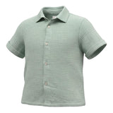 Saint Barth Camicia Mezza Manica Tinta Unita per Bambino 00861LL VERDE SAINT BARTH 