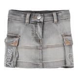 Monnalisa Gonna In Denim Tinta Unita con Girovita Regolabile per Bambina 19D701 GRIGIO MONNALISA 