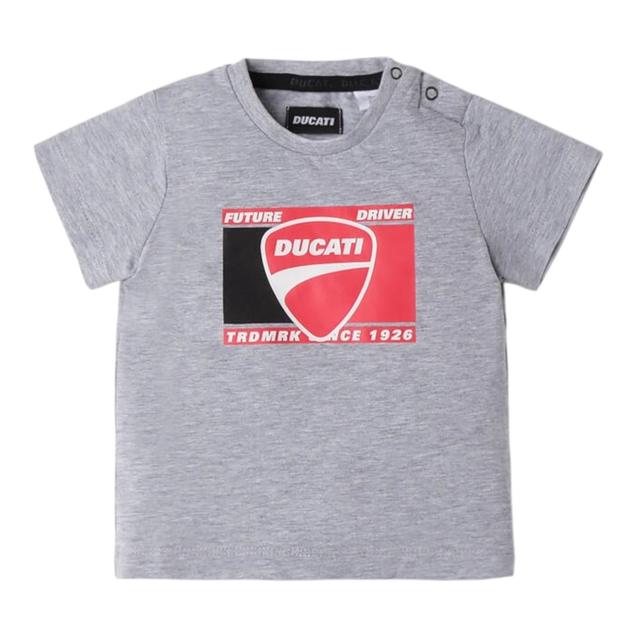 Ducati T-Shirt Girocollo Tinta Unita con Stampe per Neonato G6611 GRIGIO DUCATI 