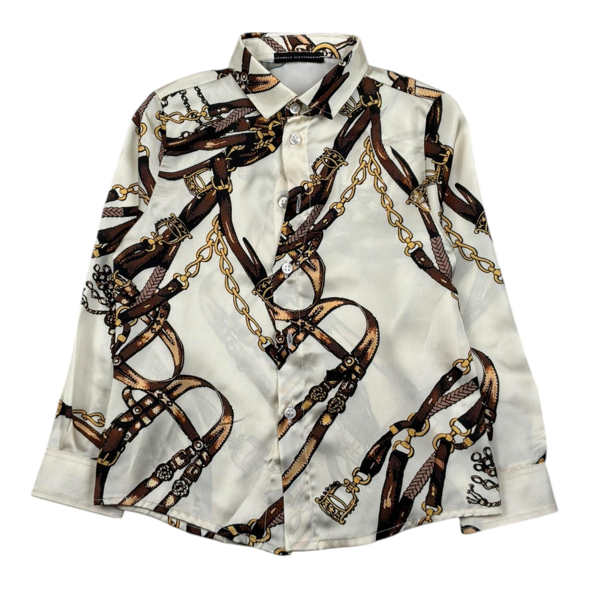 Daniele Alessandrini Camicia Manica Lunga Tinta Unita Stampa Fantasia per Bambino 1235C00117 BEIGE DANIELE ALESSANDRINI 