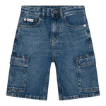 Calvin Klein Bermuda In Denim Tinta Uinita con Tasconi Blu per Bambino IB0IB02430X BLU CALVIN KLEIN 