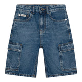 Calvin Klein Bermuda In Denim Tinta Uinita con Tasconi Blu per Bambino IB0IB02430X BLU CALVIN KLEIN 