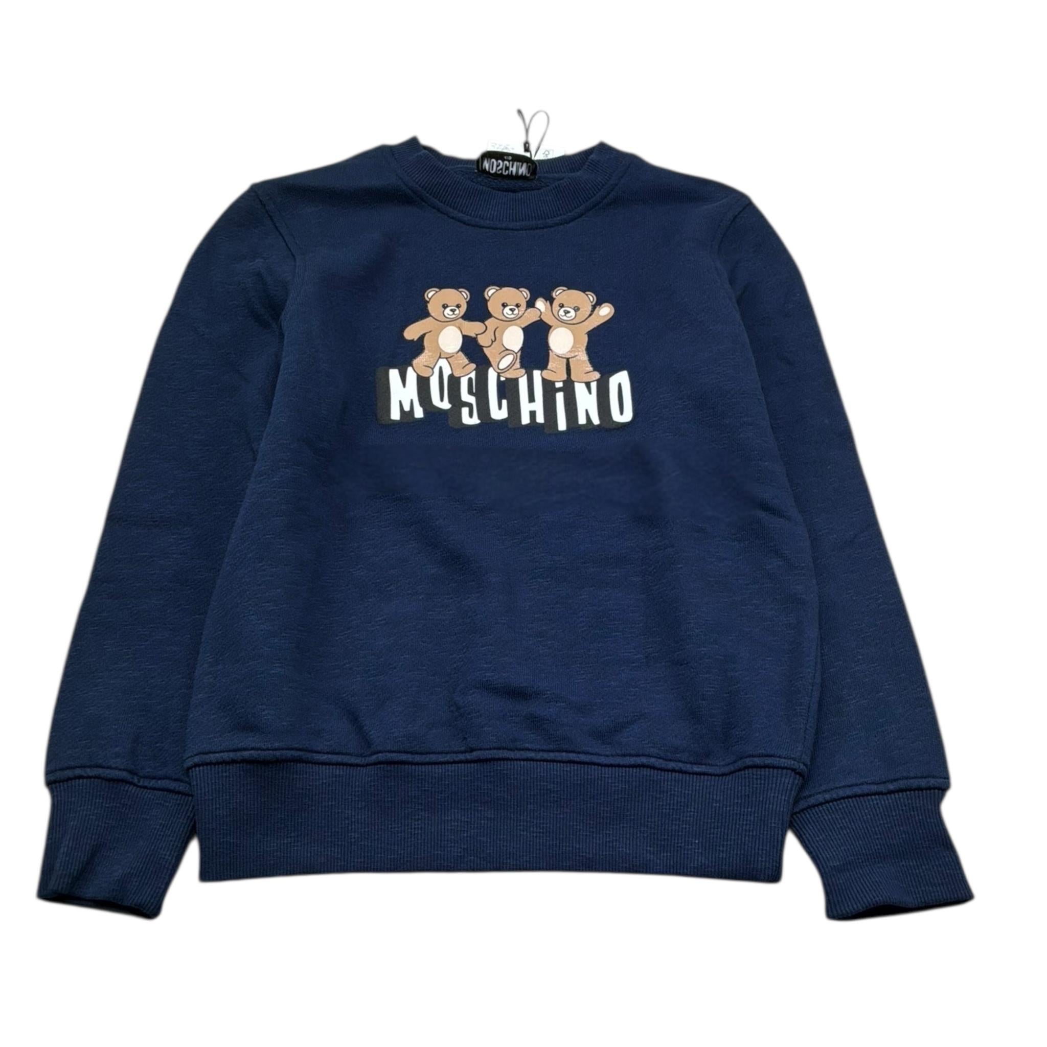 Moschino Felpa Girocollo Tinta Unita con Stampa per Bambino HVF08H BLU MOSCHINO 