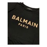 Balmain T-Shirt Rundhalsausschnitt Einfarbig mit Kontrastdruck Schwarz Für Mädchen