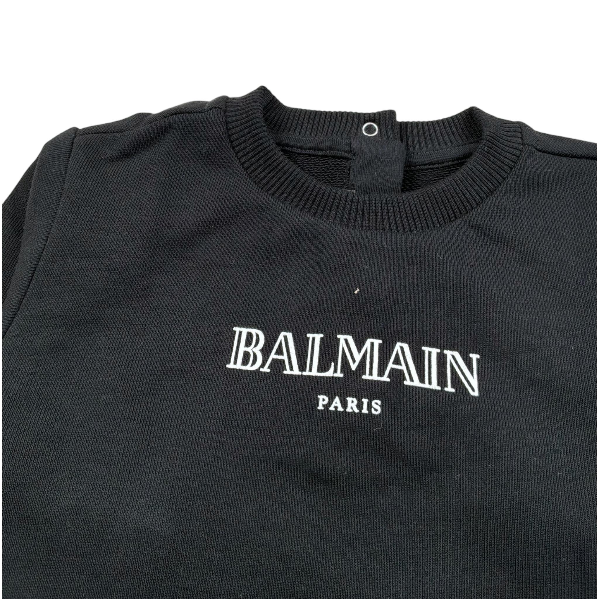 Balmain Felpa Chiusa Girocollo tinta unita con Logo Nero per Neonato V4560NX NERO BALMAIN 