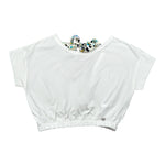 Please T-Shirt tinta unita con Elastico Bianco per Bambina MBC4030G72X BIANCO PLEASE 