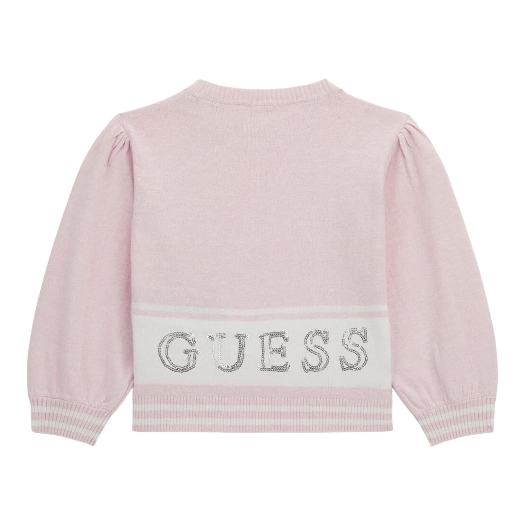 GUESS maglia girocollo tinta unita coon logo Rosa per Neonata K4YR00Z3GW00 ROSA GUESS 