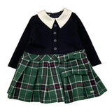 LE BEBE' abito manica lunga con gonna fantasia scozzese Blu/verde per Neonata LBG6110 BLU/VERDE LE BEBE' 