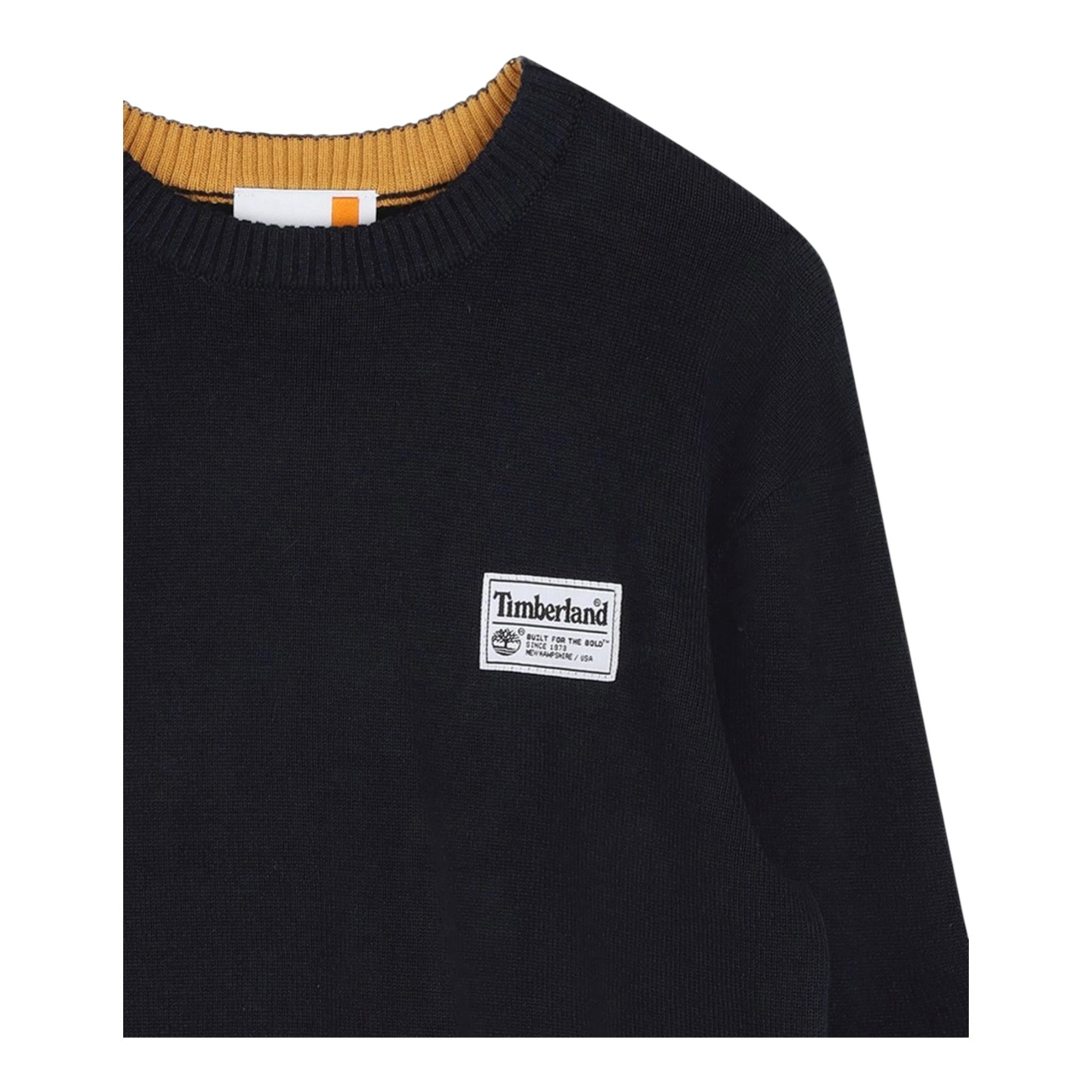 TIMBERLAND maglia girocollo tinta unita con logo Blu per Bambino T60338 BLU TIMBERLAND 