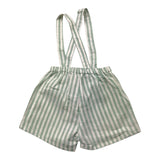 Petit Indi Zweifarbige Bermudashorts mit Streifenmuster und weiß/grünen Trägern für Neugeborene
