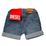 Diesel Bermuda Denim Einfarbig Verstellbare Taille Blau Für Baby