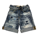 Yes London Zerrissene Denim-Bermuda-Shorts, schlicht, blau, für Baby-Mädchen