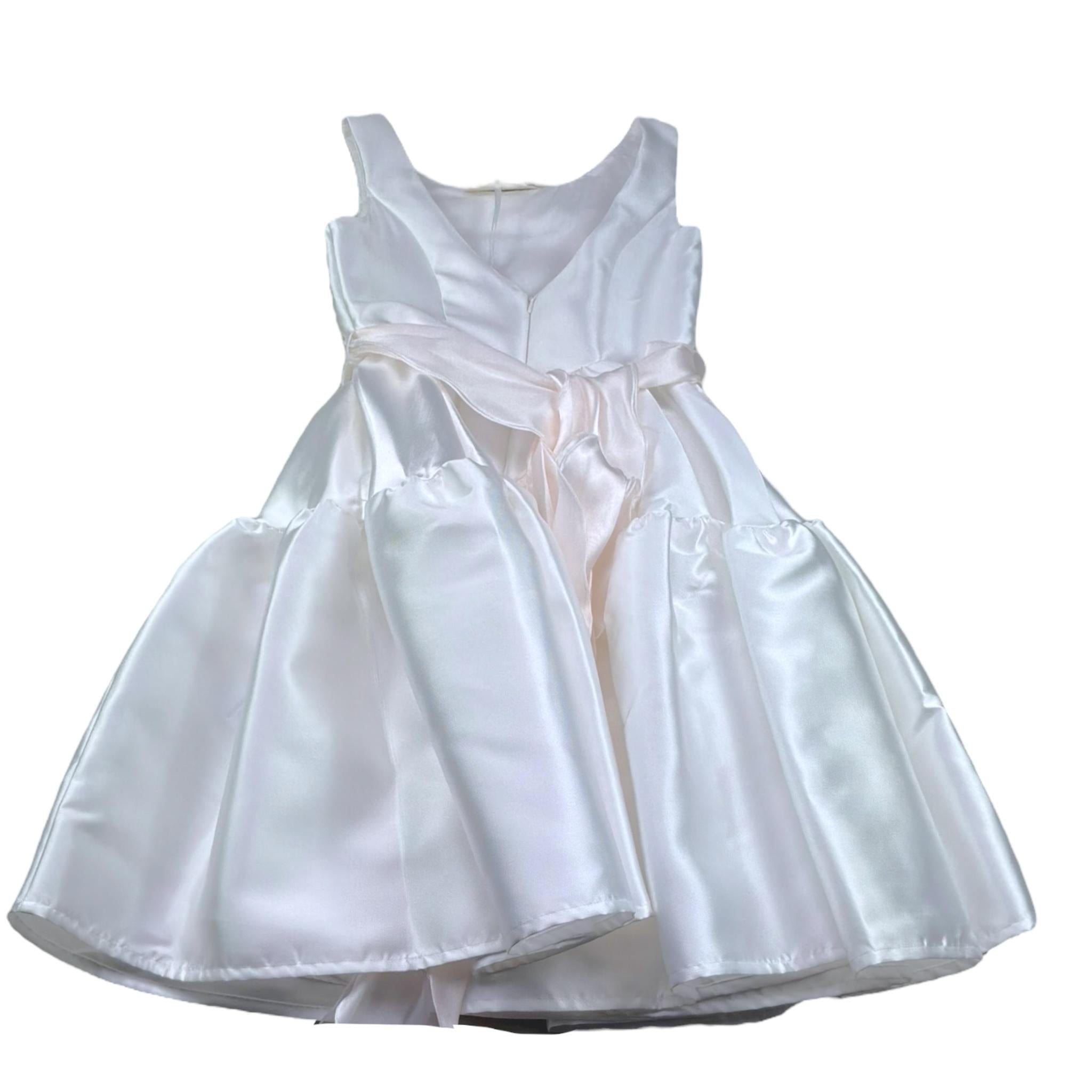 Monnalisa Abito Cerimonia Tinta Unita Giromanica per Bambina 71C902 BIANCO MONNALISA 