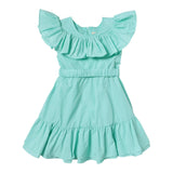 Twinset Abito Tinta Unita con Cinturino E Rouches per Bambina 231GJ2Q5A VERDE ACQUA TWINSET 