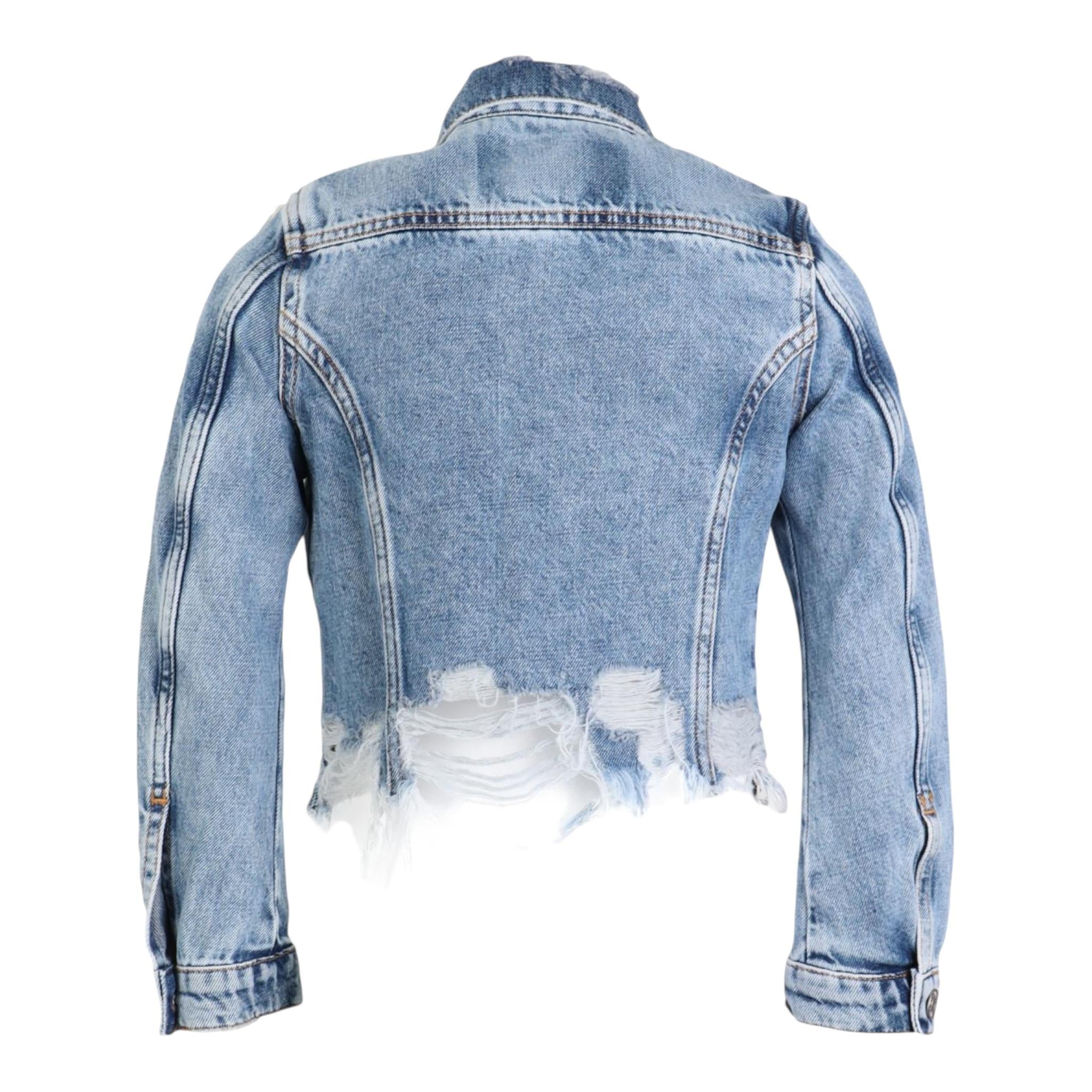 Diesel Giubbino In Denim Tinta Unita con Strappi per Bambina J01800 AZZURRO DIESEL 