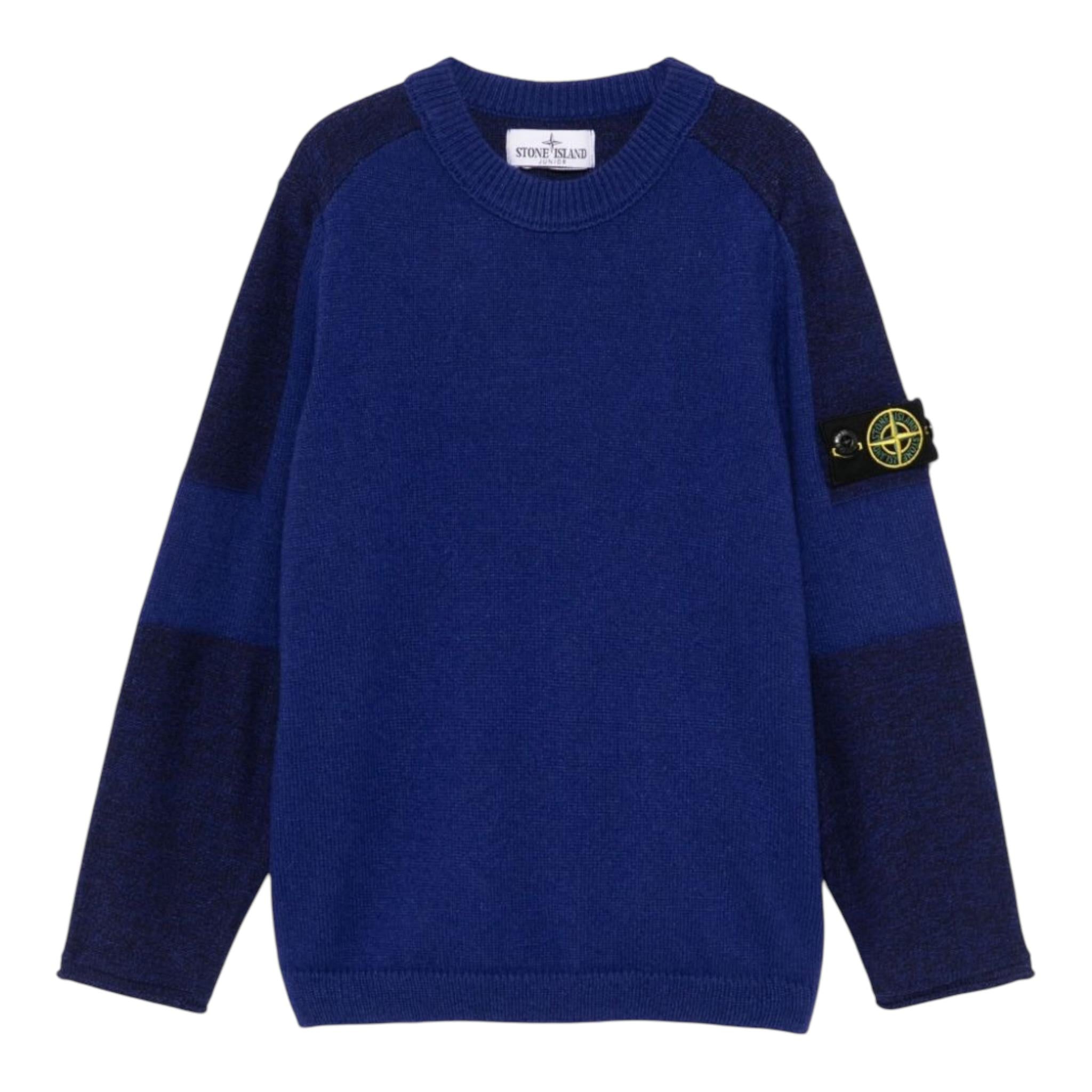 STONE ISLAND maglia tinta unita girocollo con logo Blu per Bambino 8116521Z2 BLU STONE ISLAND 