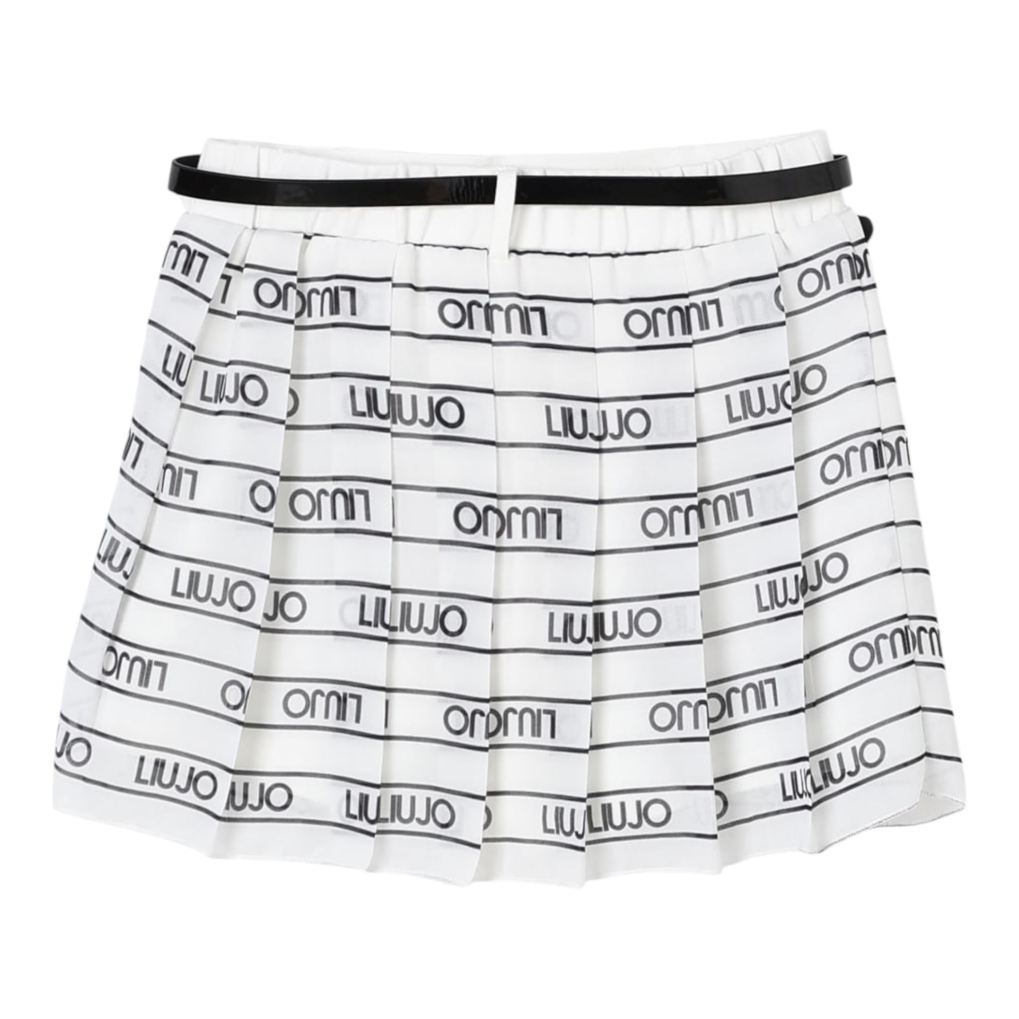 Liu Jo Short Finta Gonna-Cintura Tinta Unita Logata per Bambina GA5193 BIANCO LIU JO 
