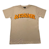 Disclaimer Einfarbiges Rundhals-T-Shirt mit Kontrastdruck Beige für Jungen