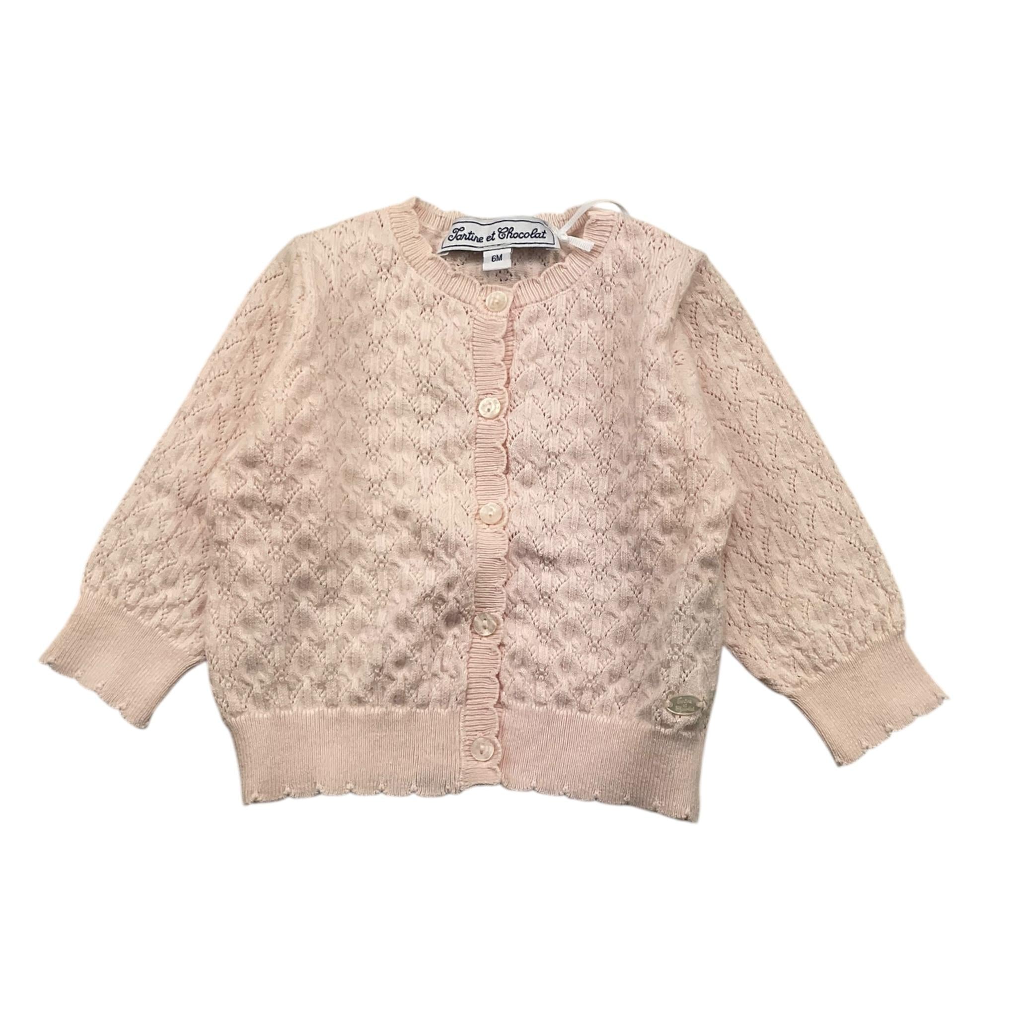 TARTINE ET CHOCOLAT cardigan tinta unita con ricami Rosa per Neonata TY18001 ROSA TARTINE ET CHOCOLAT 