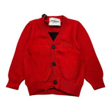 Iceberg – Einfarbige Strickjacke mit Knöpfen und rotem Logo für Neugeborene
