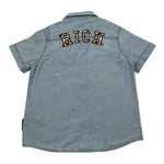 John Richmond Camicia Mezza Manica In Denim Tinta Unita per Neonato RBP25158CEB AZZURRO JOHN RICHMOND 