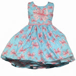 Daga Collection Abito Giromanica Tinta Unita con Stampa Fiocchi per Bambina M10061J AZZURRO DAGA COLLECTION 