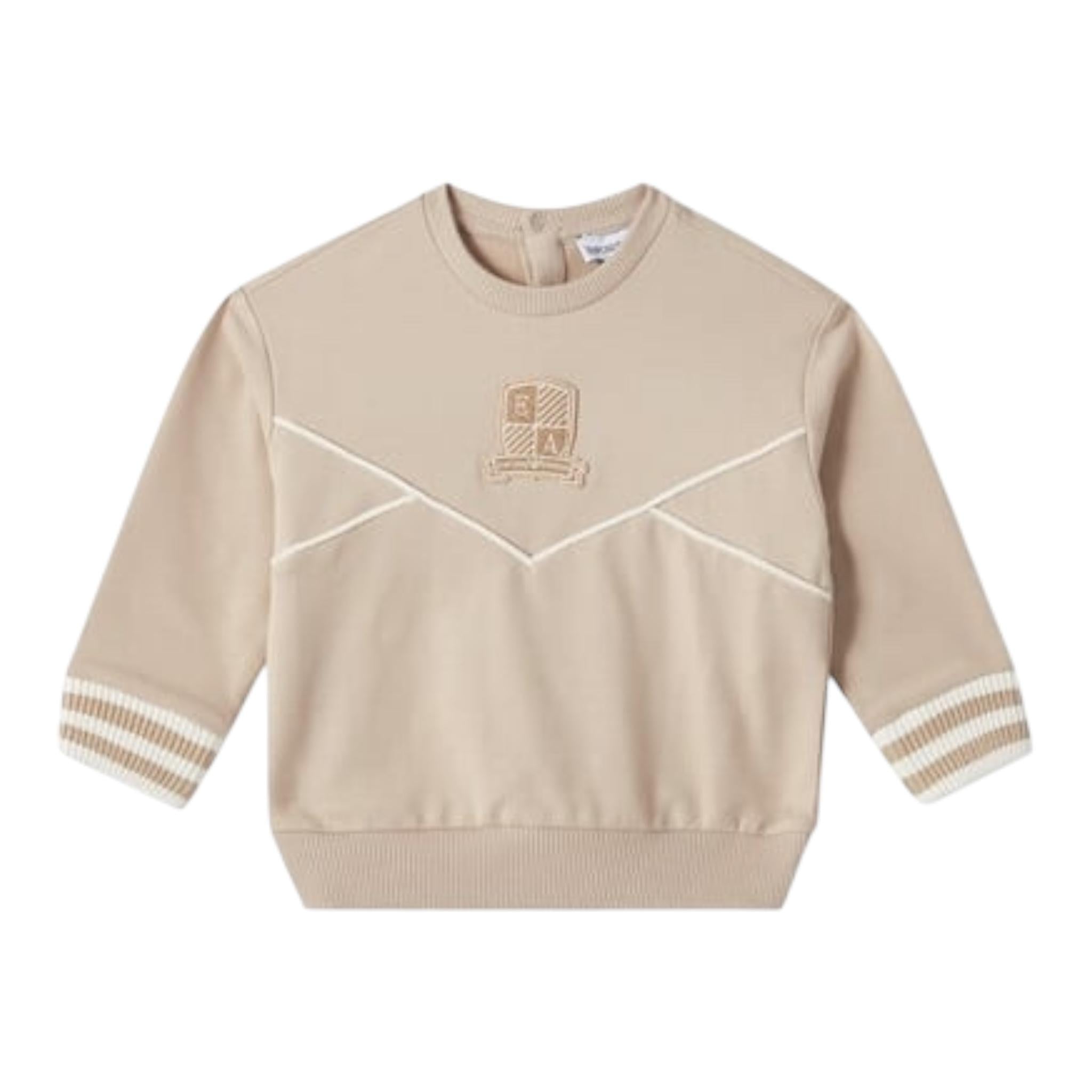 EMPORIO ARMANI felpa girocollo tinta unita con stampa Beige per Neonato 6DHMJ7 BEIGE EMPORIO ARMANI 