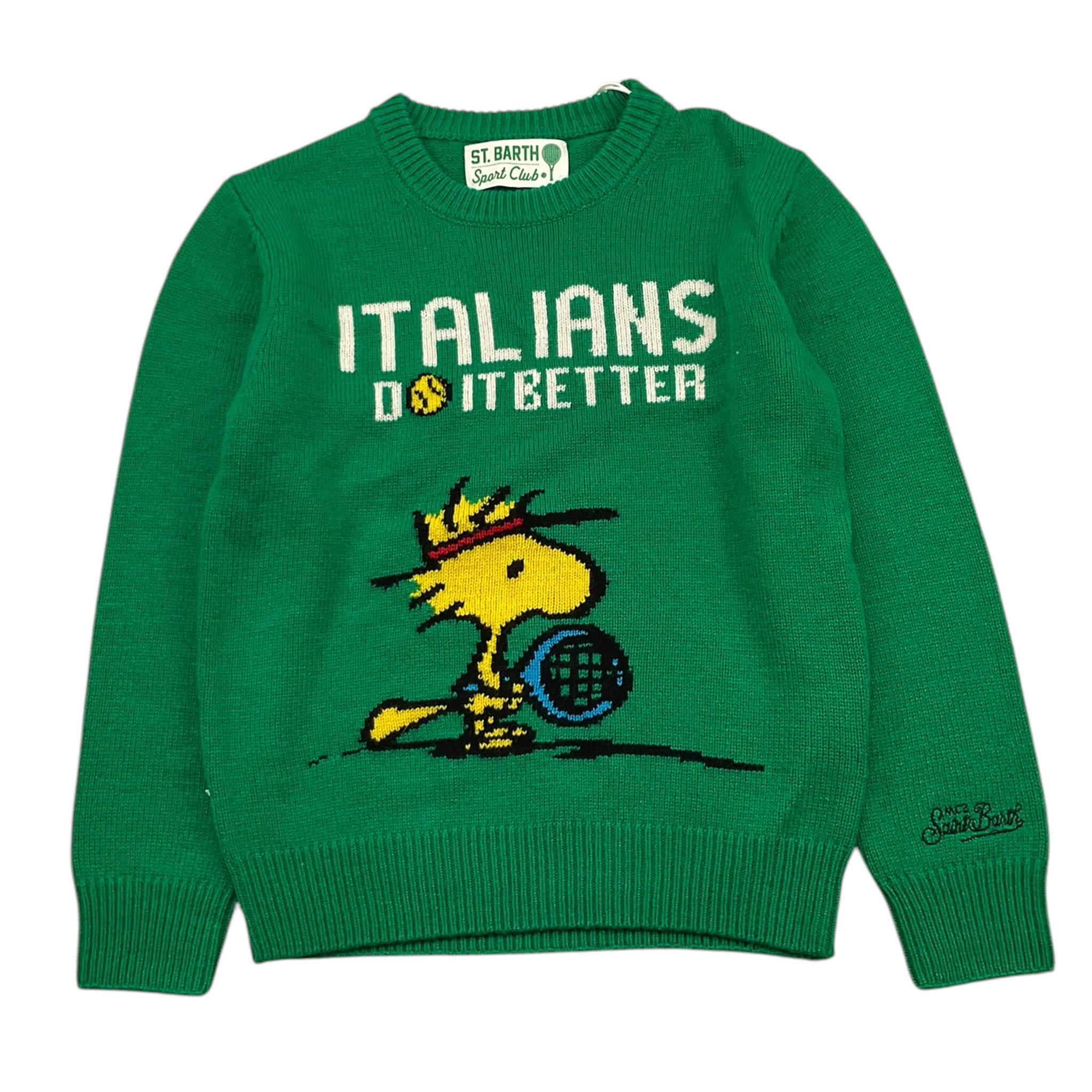 SAINT BARTH maglia girocollo tinta unita con stampa Verde per Bambino DOU0001X VERDE SAINT BARTH 