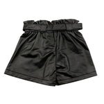 SARABANDA short tinta unita con elastico in vita in ecopelle Nero per Bambina 7307 NERO SARABANDA 