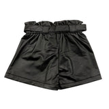 SARABANDA short tinta unita con elastico in vita in ecopelle Nero per Bambina 7307 NERO SARABANDA 