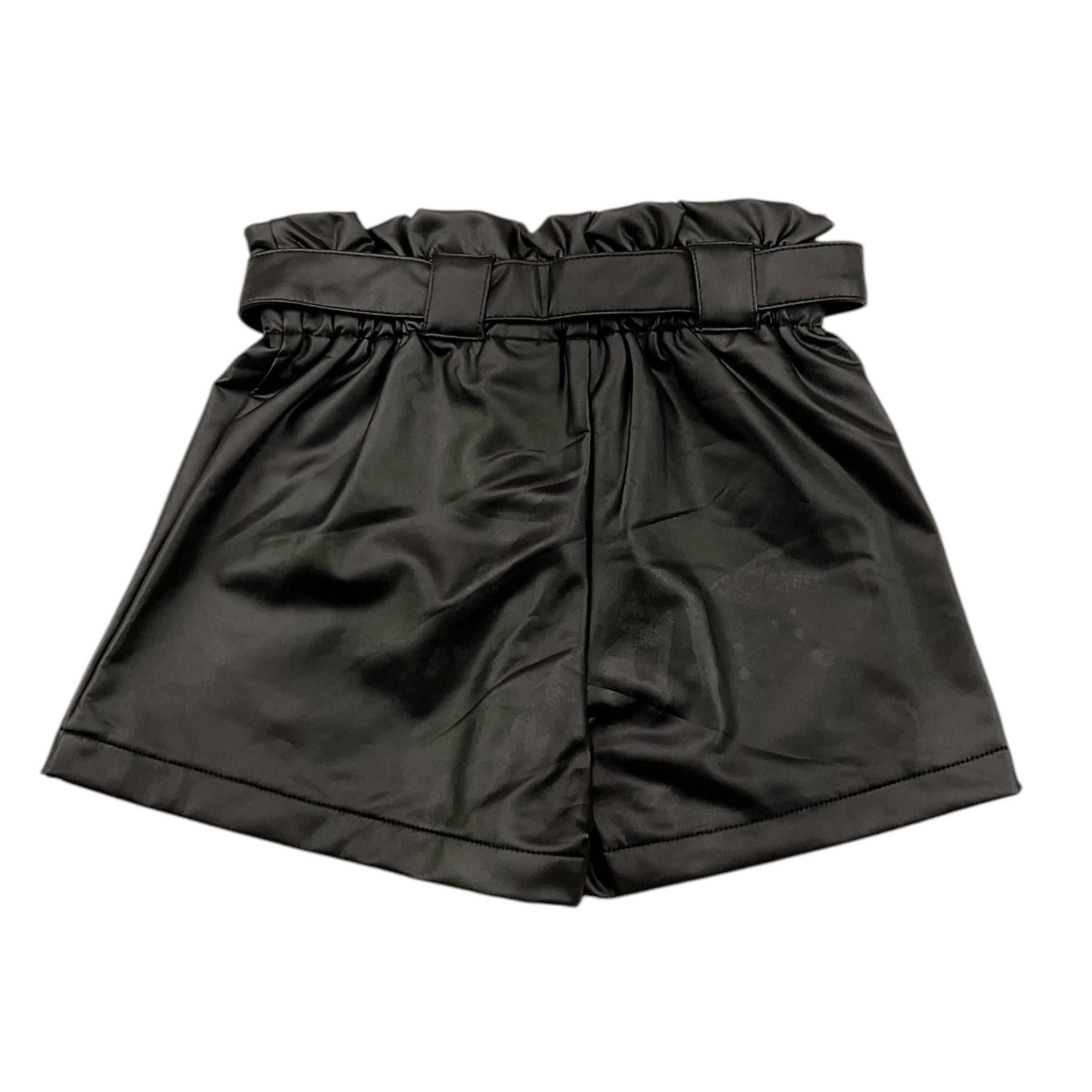 SARABANDA short tinta unita con elastico in vita in ecopelle Nero per Bambina 7307 NERO SARABANDA 
