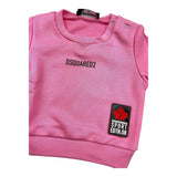 DSQUARED2 felpa chiusa girocollo tinta unita cn stampa logo Rosa per Neonata DQ1881 ROSA DSQUARED2 
