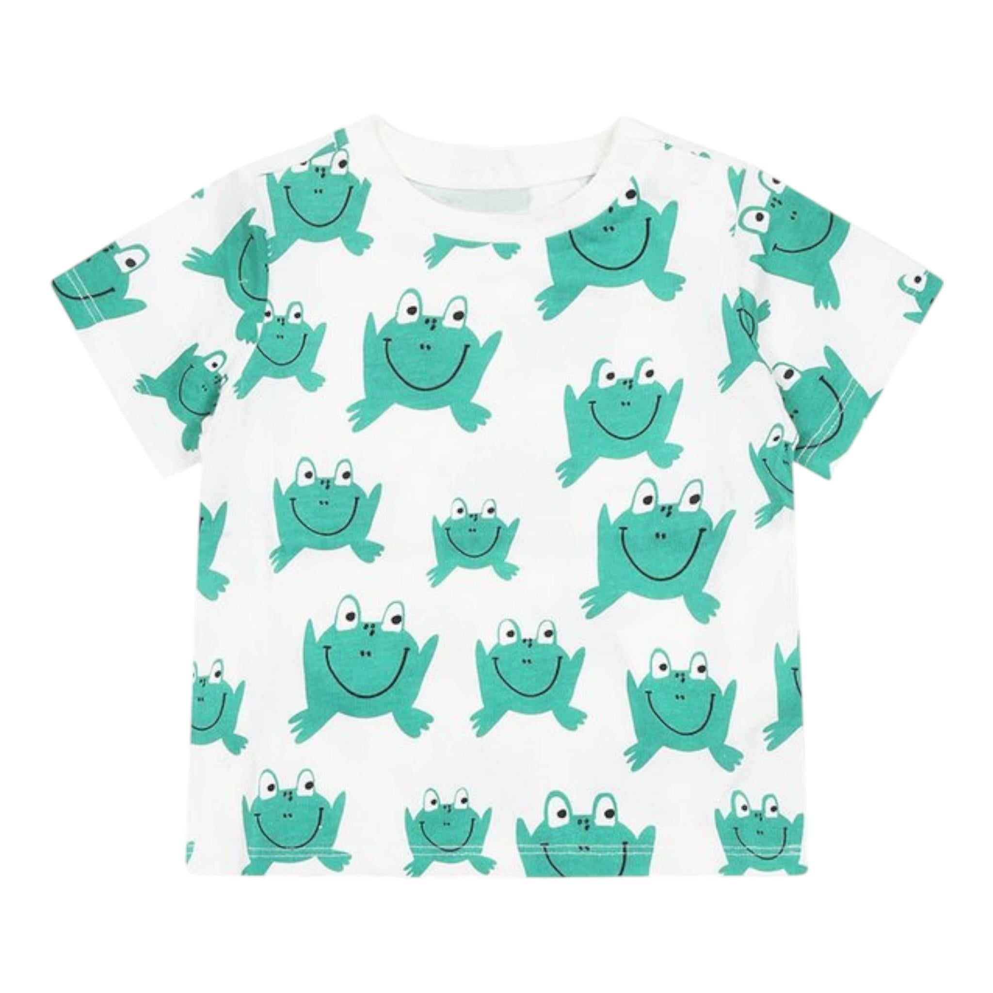 Stella Mccartney T-Shirt Girocollo Tinta Unita con Stampe Rana per Neonato TW8561 BIANCO STELLA McCARTNEY 