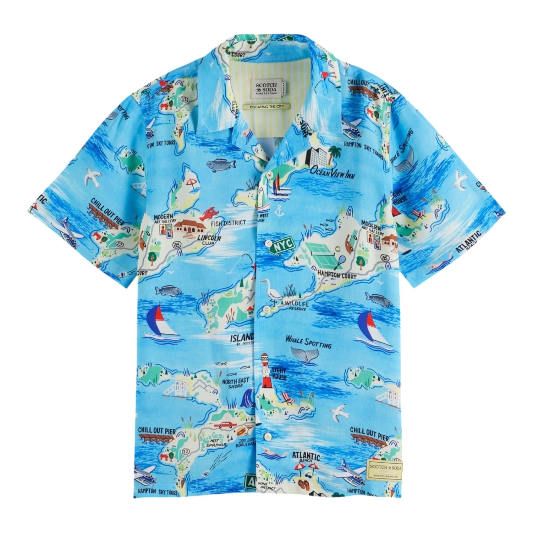 Scotch & Shrunk Camicia Mezza Manica Tinta Unita con Fantasia per Bambino 180547 AZZURRO SCOTCH & SHRUNK 