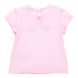 Chiara Ferragni – Einfarbiges T-Shirt mit Rundhalsausschnitt und rosa Aufdruck für Baby-Mädchen