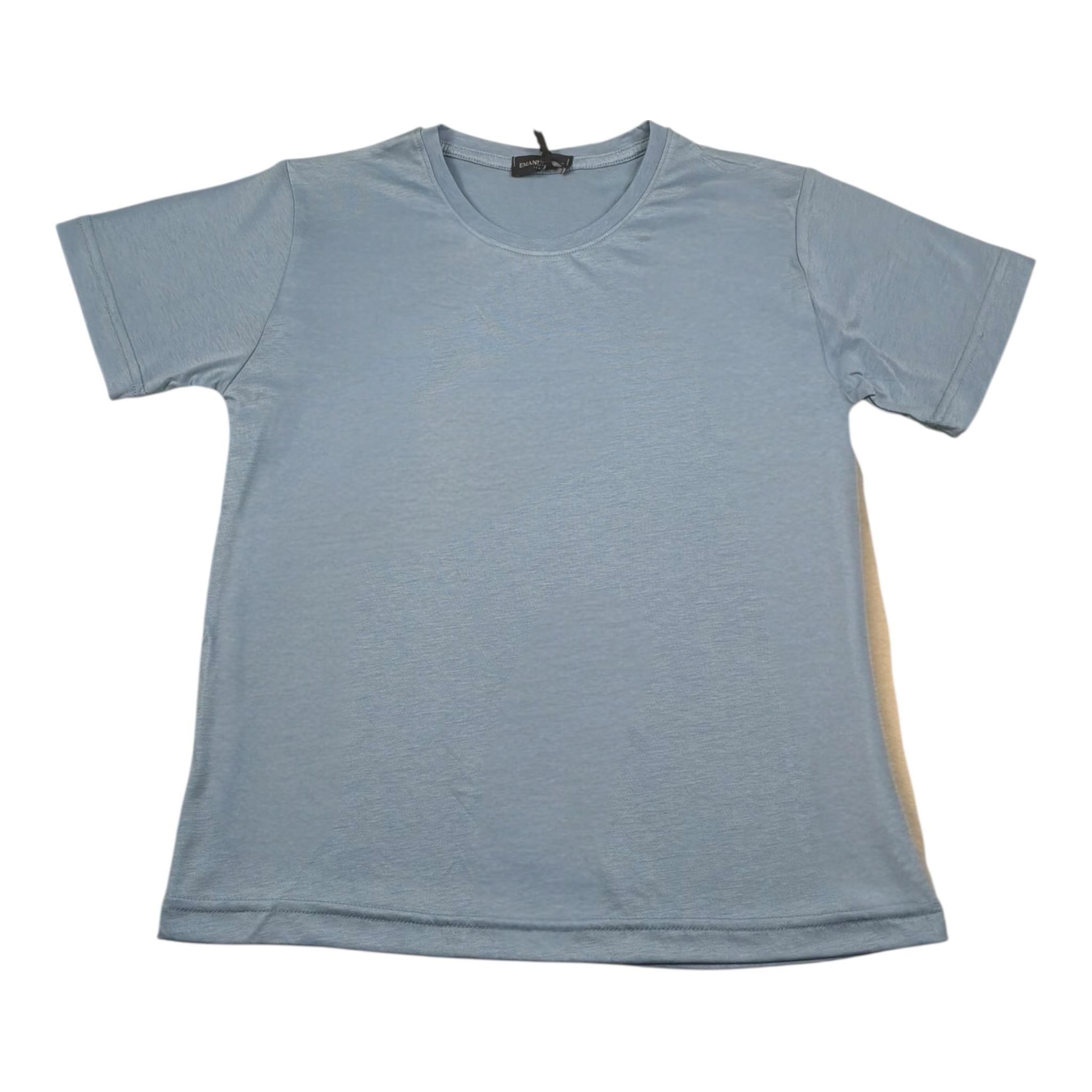 Emanuel Pris T-Shirt Girocollo Tinta Unita  per Bambino ETS3136RX AZZURRO EMANUEL PRIS 