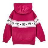 Chiara Ferragni Einfarbiges Sweatshirt Mit Kapuze Mit Reißverschluss Und Fuchsia-Print Für Baby Mädchen