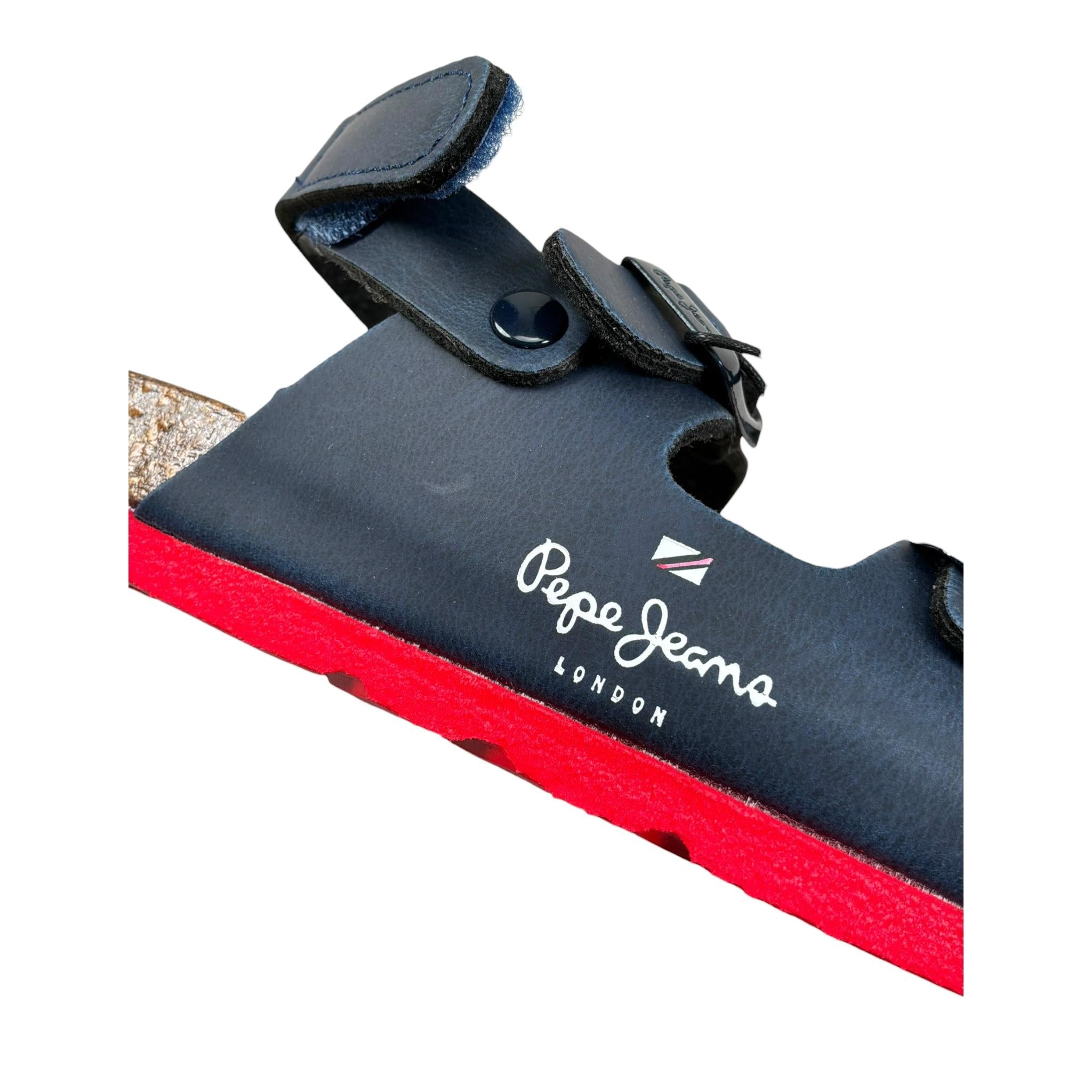 Pepe Jeans Sandalo Tinta Unita con Logo per Bambino PBS90056 BLU PEPE JEANS 