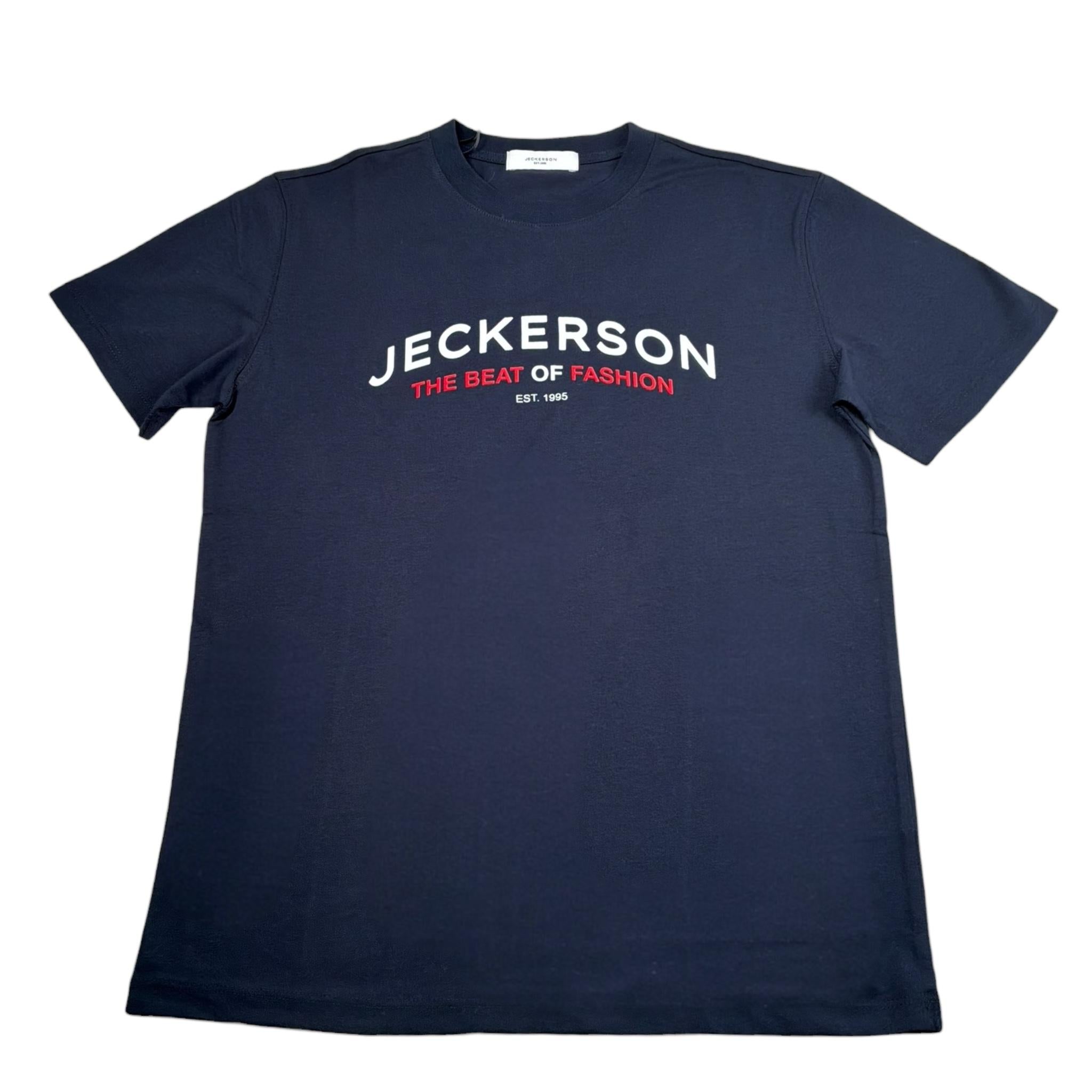 Jeckerson T-Shirt Girocollo Tinta Unita con Stampa per Bambino 118TJMJS25 BLU JECKERSON 