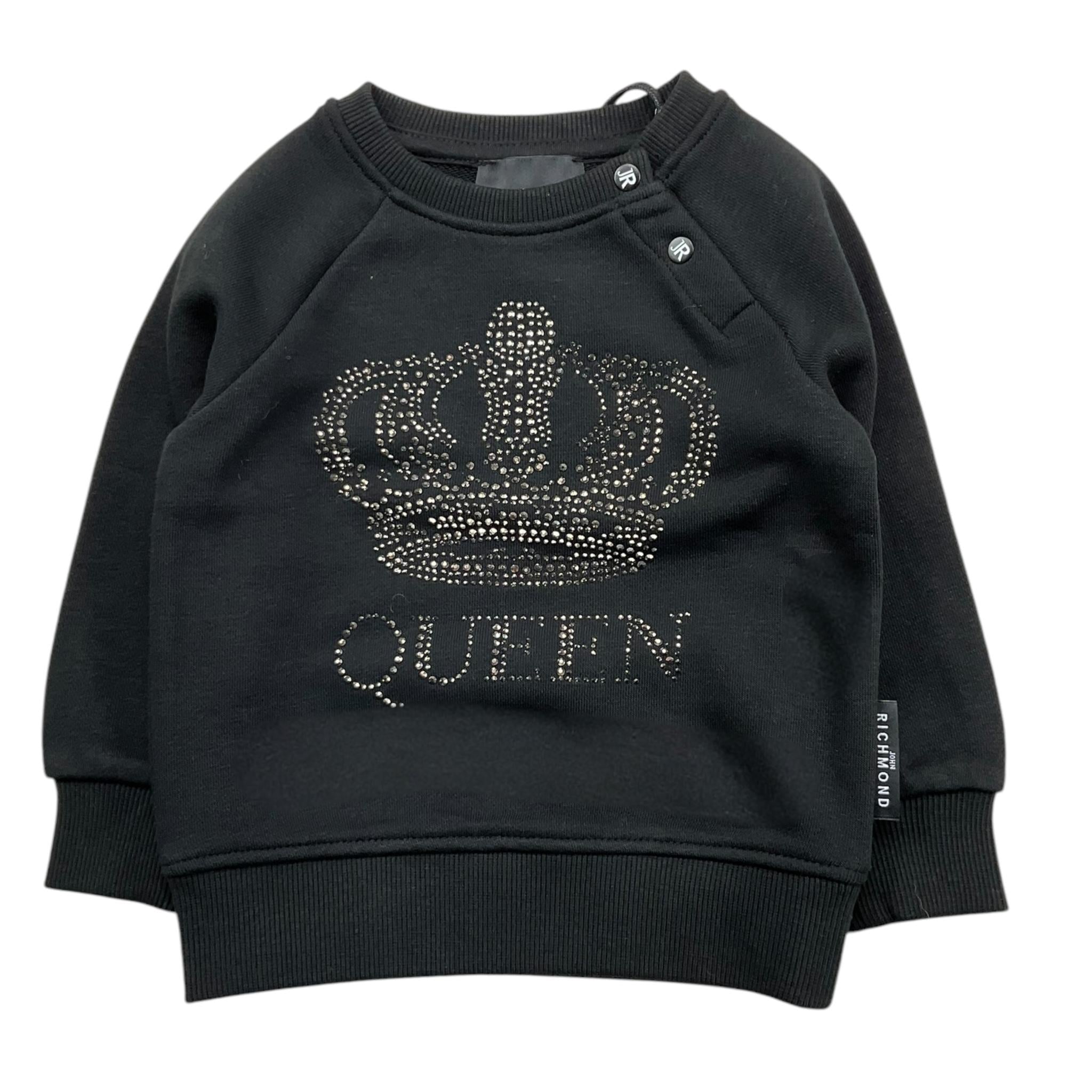 JOHN RICHMOND felpa girocollo tinta unita con brillantini Nero per Neonata RIA25113FE NERO JOHN RICHMOND 