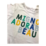 Carre'Ment Beau T-Shirt Rundhals Einfarbig mit Kontrastdruck Weiß Für Neugeborene