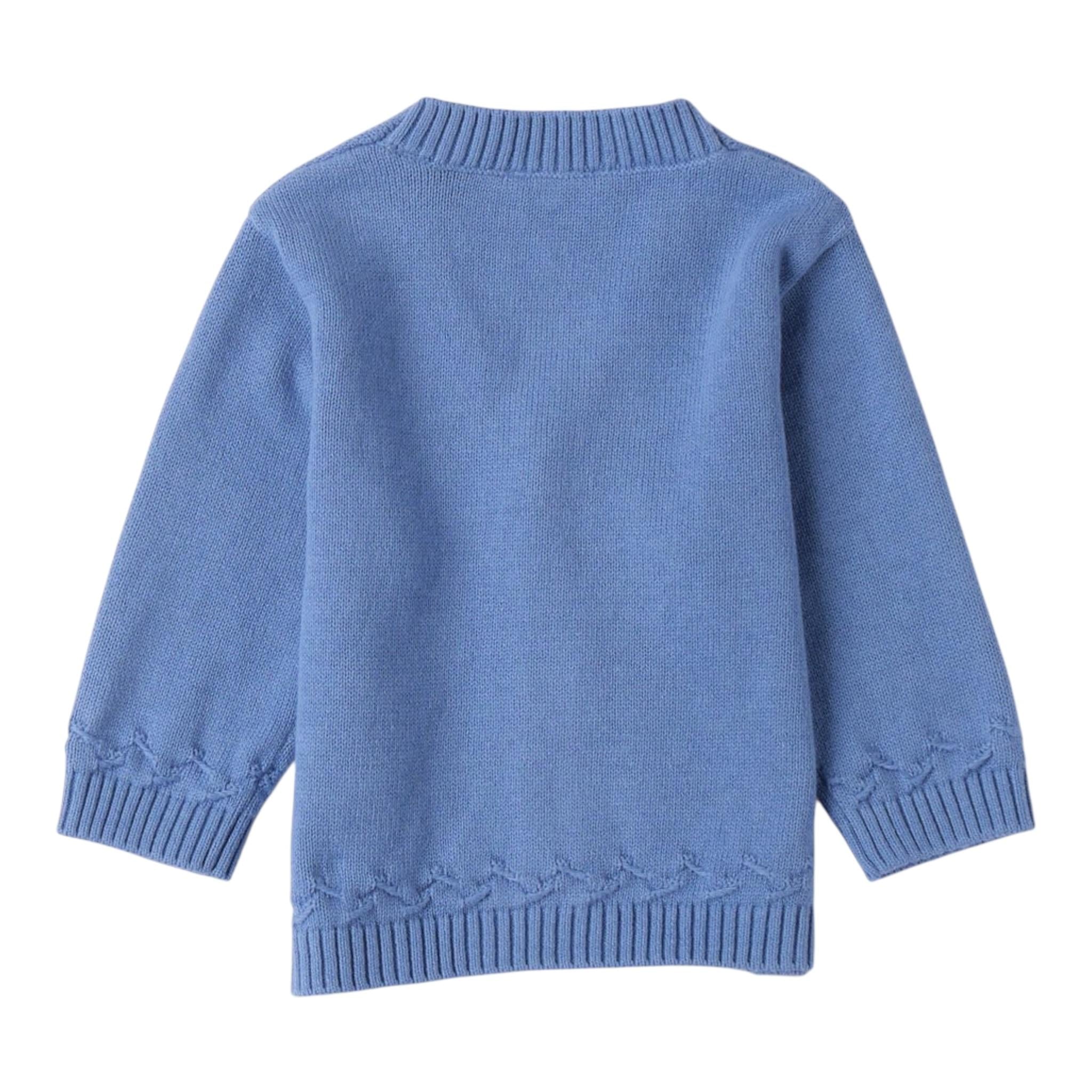 Mini Banda Cardigan tinta unita con Bottoni In Contrasto Azzurro per Neonato 3B643X AZZURRO MINI BANDA 