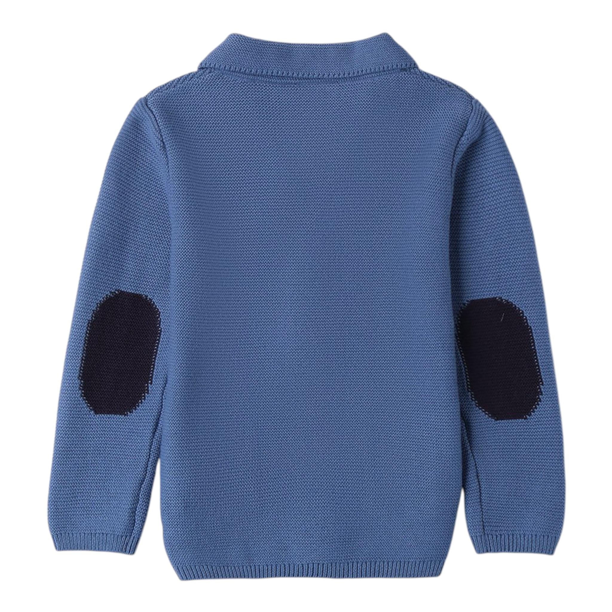 SARABANDA cardigan tinta unita con bottoni e toppe Blu per Neonato A104 BLU SARABANDA 