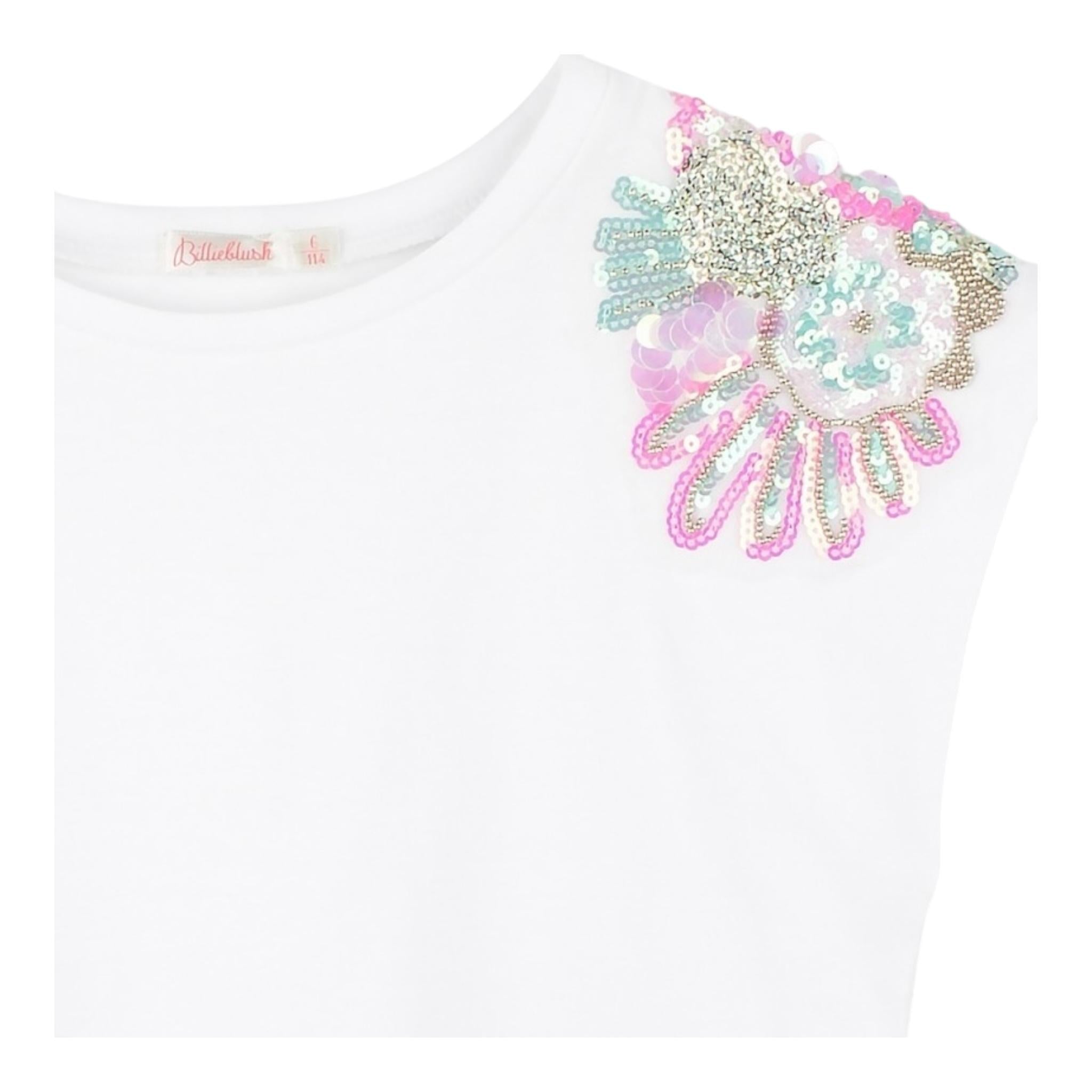 Billieblush Canotta Tinta Unita con Paillettes per Bambina U20994 BIANCO BillIEBLUSH 