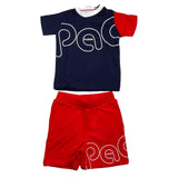 Cesare Paciotti 2-teiliges Set T-Shirt-Bermuda zweifarbig blau/rot für Neugeborene