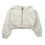 Please Felpa Tinta Unita con Zip E Cappuccio per Bambina LK20042G72 PANNA PLEASE 