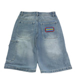 Moschino Bermuda In Denim Tinta Unita con Stampa per Bambino HUQ02K AZZURRO MOSCHINO 